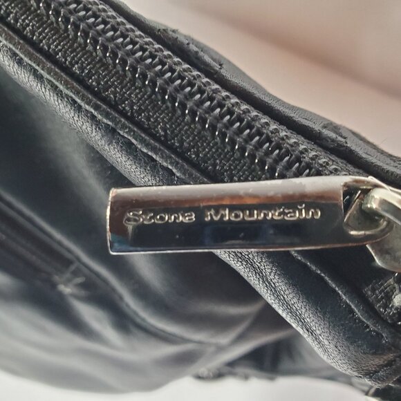 Stone Mountain Black Leather Bag with Embroidery - Picture 3 of 11